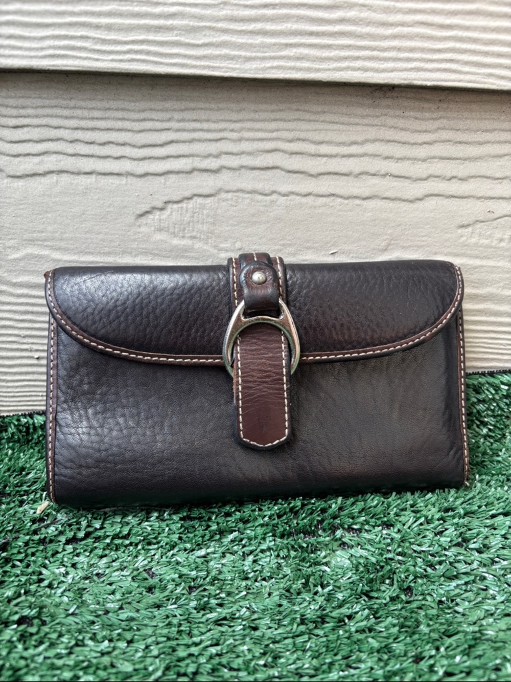 Dooney & Bourke Dark Brown Leather Zip Wallet